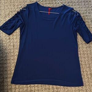 Elegant royal blue top with Cut-Out Sleeves